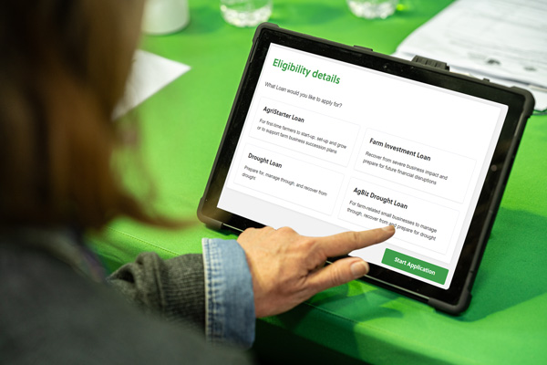 A person using a tablet device.