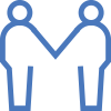 Blue icon of people shaking hands