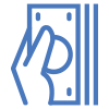 Hand with cash icon blue
