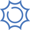 Blue spiky sun icon