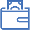 Blue wallet money cash icon